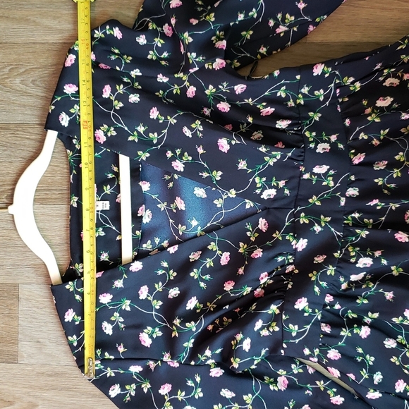 Juicy Couture Floral A-Line Long-Sleeve Mini Dress Navy Women's 8 - Picture 11 of 16